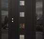 Modern Steel Front Door DIAMOND A12 60" X 80" BLACK/BLACK CLEAR GLASS PANEL BLACK RHI WITH 2 SIDELITES MIRRORED GLASS