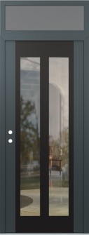 Diamond C14 36" x 96" anthracite/anthracite clear Glass Panel black RHI with Transom frosted Glass