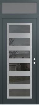 Diamond C9 36" x 96" anthracite/anthracite mirrored Glass Panel stainless steel LHI with Transom frosted Glass