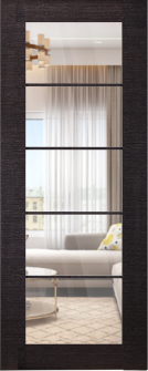 DOOR SLAB AVANTI 5 LITE CLEAR VETRO BLACK APRICOT 24" X 92 1/2" X 1 3/4" TEMPERED CLEAR GLASS