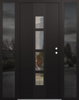 DIAMOND A10 64" X 80" BLACK/BLACK CLEAR GLASS PANEL BLACK LHI WITH 2 SIDELITES MIRRORED GLASS