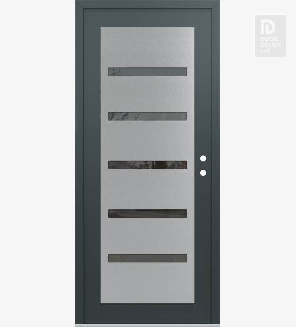 Modern Steel Front Door Diamond C7 36" x 80" anthracite/anthracite mirrored Glass Panel stainless steel LHI