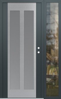 Diamond C14 52" x 80" anthracite/anthracite frosted Glass Panel stainless steel LHI with Sidelite clear Glass