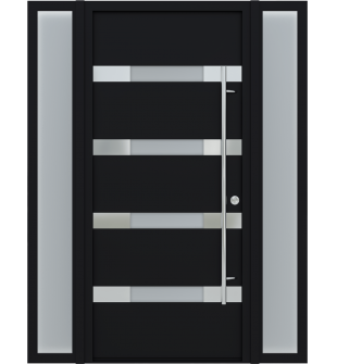 MODERN FRONT STEEL DOOR WITH 2 SIDELITES AURA BLACK/WHITE 61 1/16" X 81 11/16" LHI