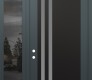 Modern Steel Front Door Diamond C6 48" x 96" anthracite/anthracite frosted Glass Panel black RHI with Sidelite and Transom mirrored Glass