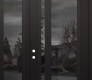 Modern Steel Front Door Diamond C15 52" x 96" black/black mirrored Glass Panel black RHI with Sidelite and Transom mirrored Glass