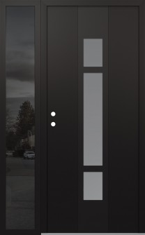 DIAMOND A9 48" X 80" BLACK/WHITE FROSTED GLASS PANEL BLACK RHI WITH SIDELITE MIRRORED GLASS