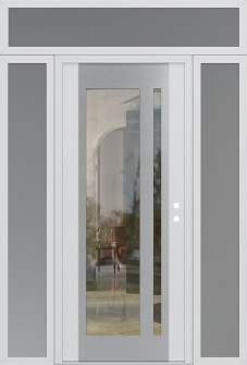 Diamond C15 60" x 96" white/white clear Glass Panel stainless steel LHI with 2 Sidelites and Transom frosted Glass