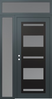 Diamond C10 50" x 96" anthracite/anthracite frosted Glass Panel black RHI with Sidelite and Transom frosted Glass