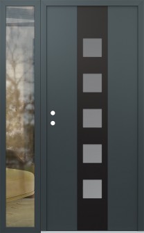 DIAMOND A13 50" X 80" ANTHRACITE/ANTHRACITE FROSTED GLASS PANEL BLACK RHI WITH SIDELITE CLEAR GLASS