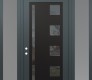 Modern Steel Front Door Diamond C3 64" x 96" anthracite/anthracite mirrored Glass Panel black RHI with 2 Sidelites and Transom frosted Glass