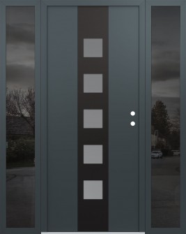 DIAMOND A13 68" X 80" ANTHRACITE/ANTHRACITE FROSTED GLASS PANEL BLACK LHI WITH 2 SIDELITES MIRRORED GLASS