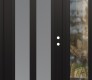 Modern Steel Front Door Diamond C14 48" x 80" black/white frosted Glass Panel black LHI with Sidelite clear Glass