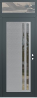 Diamond C6 36" x 96" anthracite/anthracite clear Glass Panel stainless steel LHI with Transom clear Glass