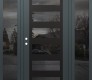 Modern Steel Front Door Diamond C9 68" x 80" anthracite/anthracite mirrored Glass Panel black RHI with 2 Sidelites mirrored Glass