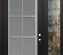 Modern Steel Front Door Diamond C16 52" x 96" black/white frosted Glass Panel stainless steel LHI with Sidelite and Transom clear Glass