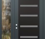 Modern Steel Front Door Diamond C7 48" x 96" anthracite/anthracite frosted Glass Panel black RHI with Sidelite and Transom clear Glass