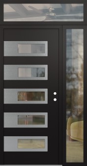 Diamond D3 50" x 96" black/black clear Glass Panel stainless steel LHI with Sidelite and Transom clear Glass