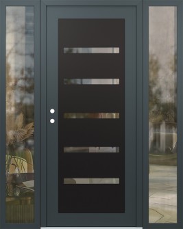 Diamond C7 60" x 80" anthracite/anthracite clear Glass Panel black RHI with 2 Sidelites clear Glass