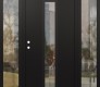 Modern Steel Front Door DIAMOND A1 64" X 80" BLACK/BLACK CLEAR GLASS PANEL BLACK RHI WITH 2 SIDELITES CLEAR GLASS