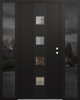 DIAMOND A12 64" X 80" BLACK/BLACK CLEAR GLASS PANEL BLACK LHI WITH 2 SIDELITES MIRRORED GLASS