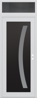 Diamond C4 36" x 96" white/white frosted Glass Panel black LHI with Transom mirrored Glass