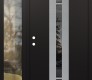 Modern Steel Front Door DIAMOND A4 52" X 80" BLACK/BLACK MIRRORED GLASS PANEL STAINLESS STEEL RHI WITH SIDELITE CLEAR GLASS