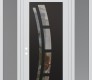 Modern Steel Front Door Diamond C12 64" x 96" white/white clear Glass Panel black RHI with 2 Sidelites and Transom frosted Glass