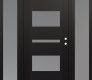 Modern Steel Front Door Diamond C10 68" x 80" black/white frosted Glass Panel black LHI with 2 Sidelites frosted Glass