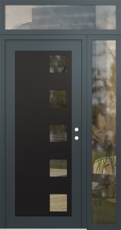 Diamond C5 50" x 96" anthracite/anthracite clear Glass Panel black LHI with Sidelite and Transom clear Glass