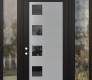 Modern Steel Front Door Diamond C5 64" x 96" black/black mirrored Glass Panel stainless steel RHI with 2 Sidelites and Transom clear Glass