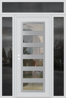 Diamond C9 64" x 96" white/white clear Glass Panel stainless steel RHI with 2 Sidelites and Transom mirrored Glass