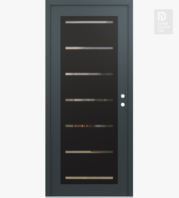Modern Steel Front Door Diamond C11 36" x 80" anthracite/anthracite clear Glass Panel black LHI
