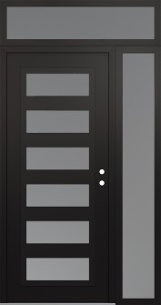 Diamond C9 48" x 96" black/white frosted Glass Panel black LHI with Sidelite and Transom frosted Glass