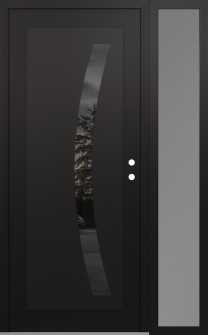 Diamond C4 52" x 80" black/black mirrored Glass Panel black LHI with Sidelite frosted Glass