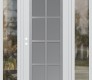 Modern Steel Front Door Diamond C16 64" x 80" white/white frosted Glass Panel stainless steel RHI with 2 Sidelites clear Glass