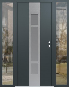 DIAMOND A9 68" X 80" ANTHRACITE/ANTHRACITE FROSTED GLASS PANEL STAINLESS STEEL LHI WITH 2 SIDELITES CLEAR GLASS