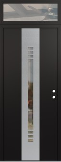 DIAMOND A5 36" X 96" BLACK/BLACK CLEAR GLASS PANEL STAINLESS STEEL LHI WITH TRANSOM CLEAR GLASS