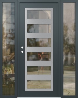 Diamond C9 60" x 80" anthracite/anthracite clear Glass Panel stainless steel RHI with 2 Sidelites clear Glass