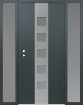 DIAMOND A13 68" X 80" ANTHRACITE/ANTHRACITE FROSTED GLASS PANEL STAINLESS STEEL RHI WITH 2 SIDELITES FROSTED GLASS