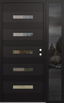 Diamond D9 48" x 80" black/black clear Glass Panel black LHI with Sidelite mirrored Glass