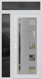 Diamond C3 52" x 96" white/white clear Glass Panel stainless steel RHI with Sidelite and Transom mirrored Glass