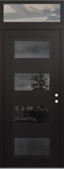 Diamond C2 36" x 96" black/black mirrored Glass Panel black LHI with Transom clear Glass