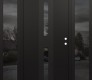 Modern Steel Front Door DIAMOND A6 60" X 80" BLACK/BLACK MIRRORED GLASS PANEL BLACK LHI WITH 2 SIDELITES MIRRORED GLASS