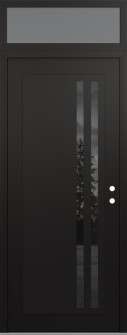 Diamond C6 36" x 96" black/black mirrored Glass Panel black LHI with Transom frosted Glass