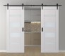 DOUBLE BARN DOOR AVON 07-01 VETRO SNOW WHITE 48" X 84" X 1 3/4" BLACK HARDWARE