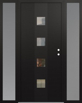 DIAMOND A12 64" X 80" BLACK/BLACK CLEAR GLASS PANEL BLACK LHI WITH 2 SIDELITES FROSTED GLASS