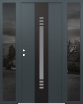 DIAMOND A5 60" X 80" ANTHRACITE/ANTHRACITE FROSTED GLASS PANEL BLACK RHI WITH 2 SIDELITES MIRRORED GLASS