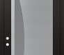 Modern Steel Front Door Diamond C13 36" x 96" black/white frosted Glass Panel stainless steel RHI with Transom mirrored Glass