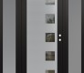 Modern Steel Front Door Diamond C5 64" x 80" black/black clear Glass Panel stainless steel LHI with 2 Sidelites frosted Glass